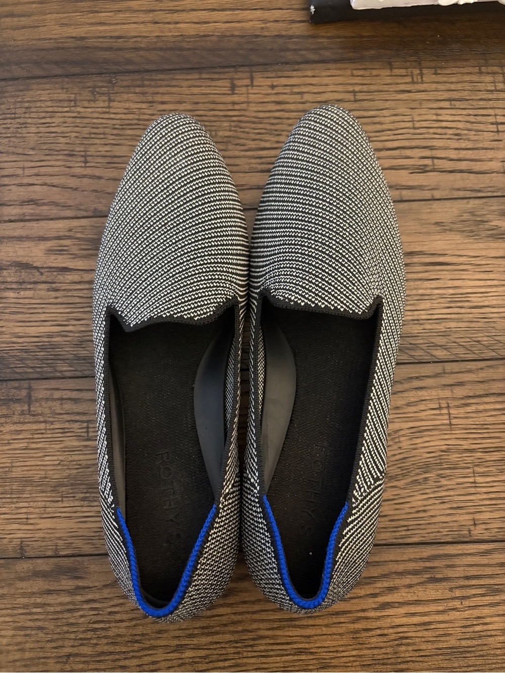 Rothy's Black and White Almond Loafers BLACK TWILL